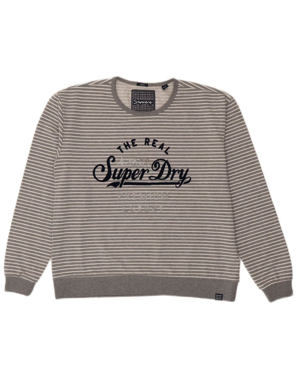 Superdry Graphic Sweatshirt Jumper UK 14 Medium Grå Stribet