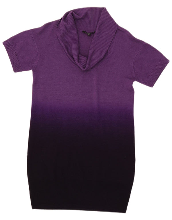 Laura Ashley Dame Longline Roll Neck Jumper Sweater UK 10 Small Purple