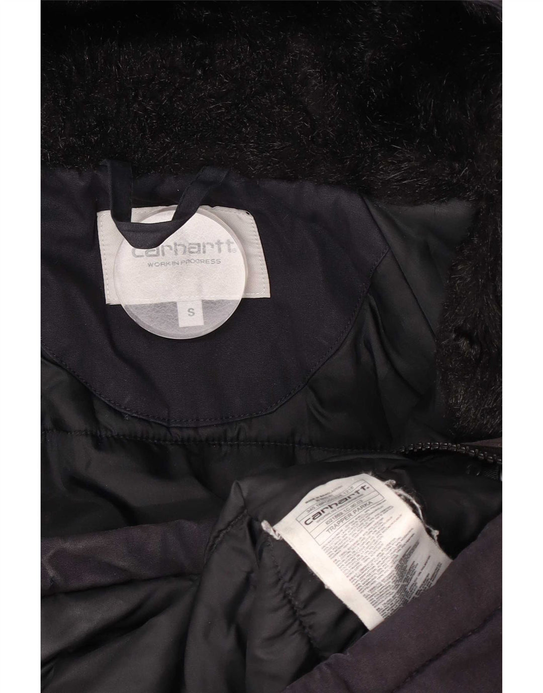 Carhartt Herre Hooded Windbreaker Jacket UK 36 Small Navy Blue Polyester