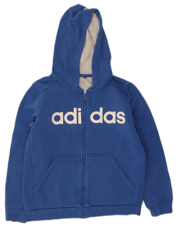 Adidas drenge grafisk hættetrøje med lynlås 11-12 år blå bomuld