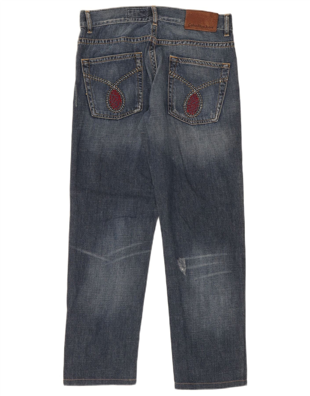 Calvin Klein Herre Distressed Straight Jeans W31 L28 Blå Bomuld