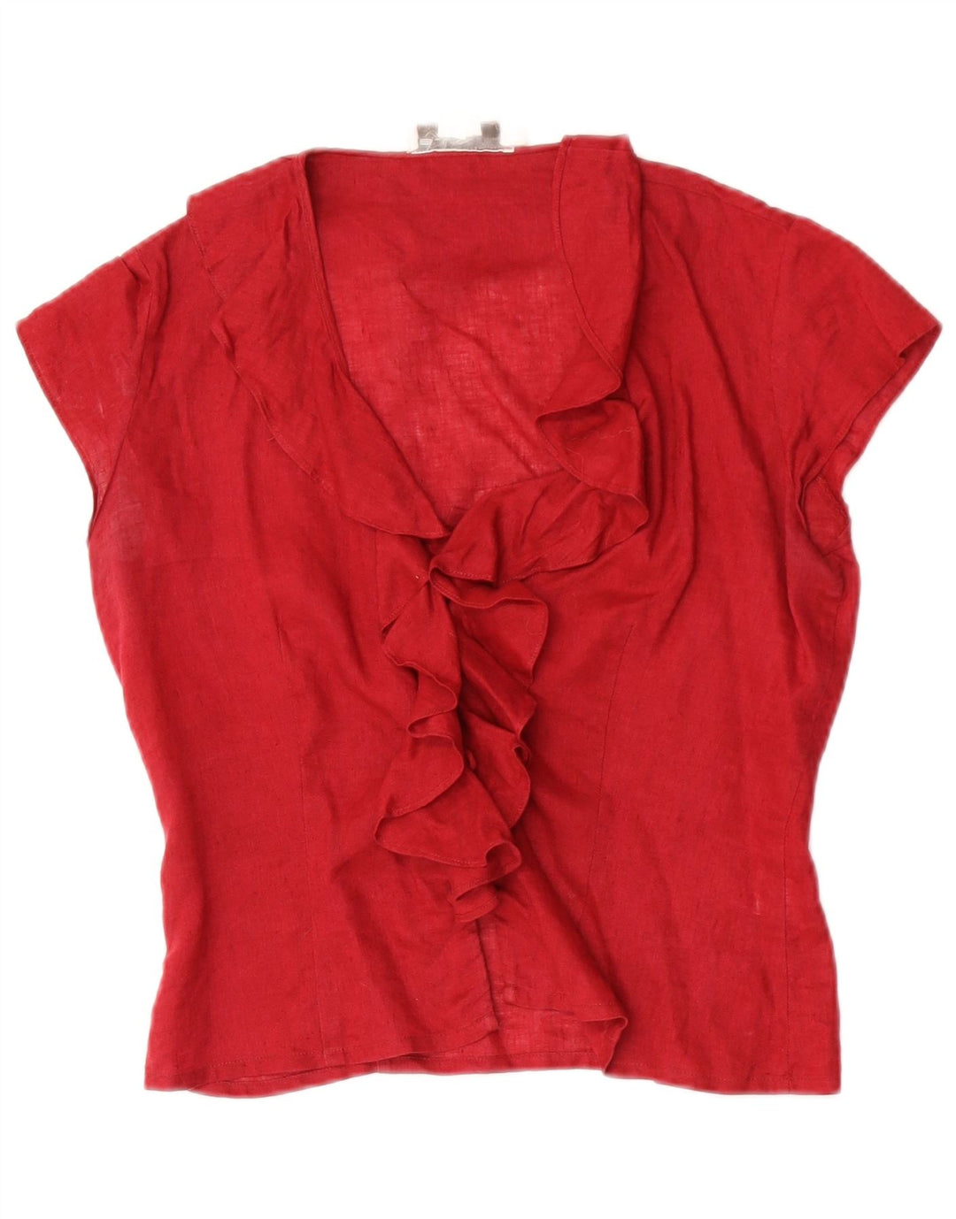 Blunauta Dame Flæse Front Bluse Top IT 42 Medium Rød Linned