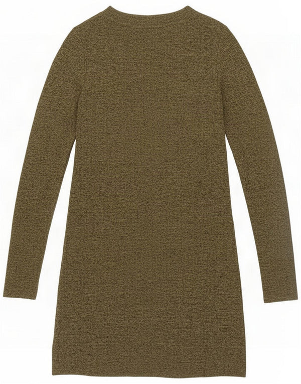 Topshop Womens Long Sleeve Jumper Dress UK 6 XS Khaki Flecked