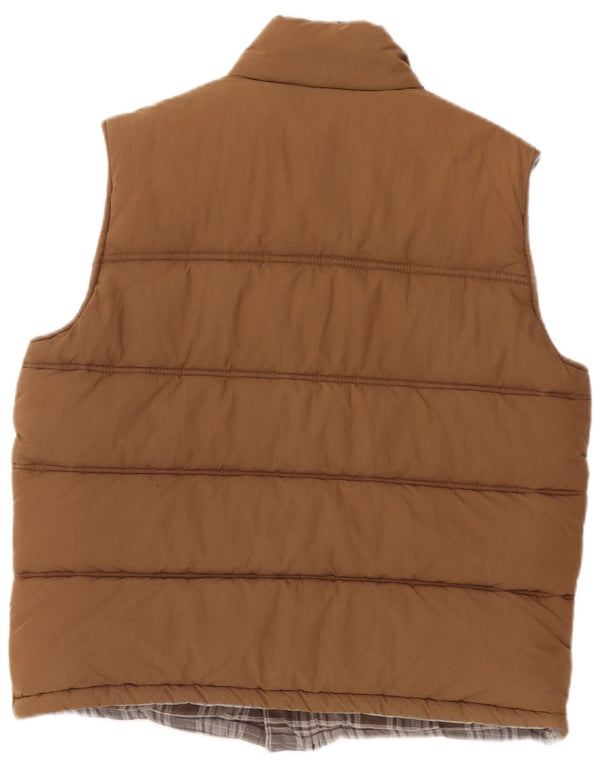 Timberland Mens Vendbar Polstret Gilet UK 40 Stor Brun Bomuld