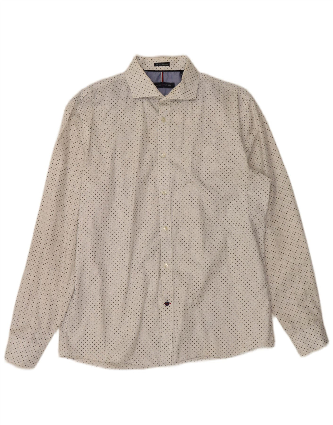 Tommy Hilfiger Herre Slim Fit Skjorte Str. 16 Stor Hvid Plettet