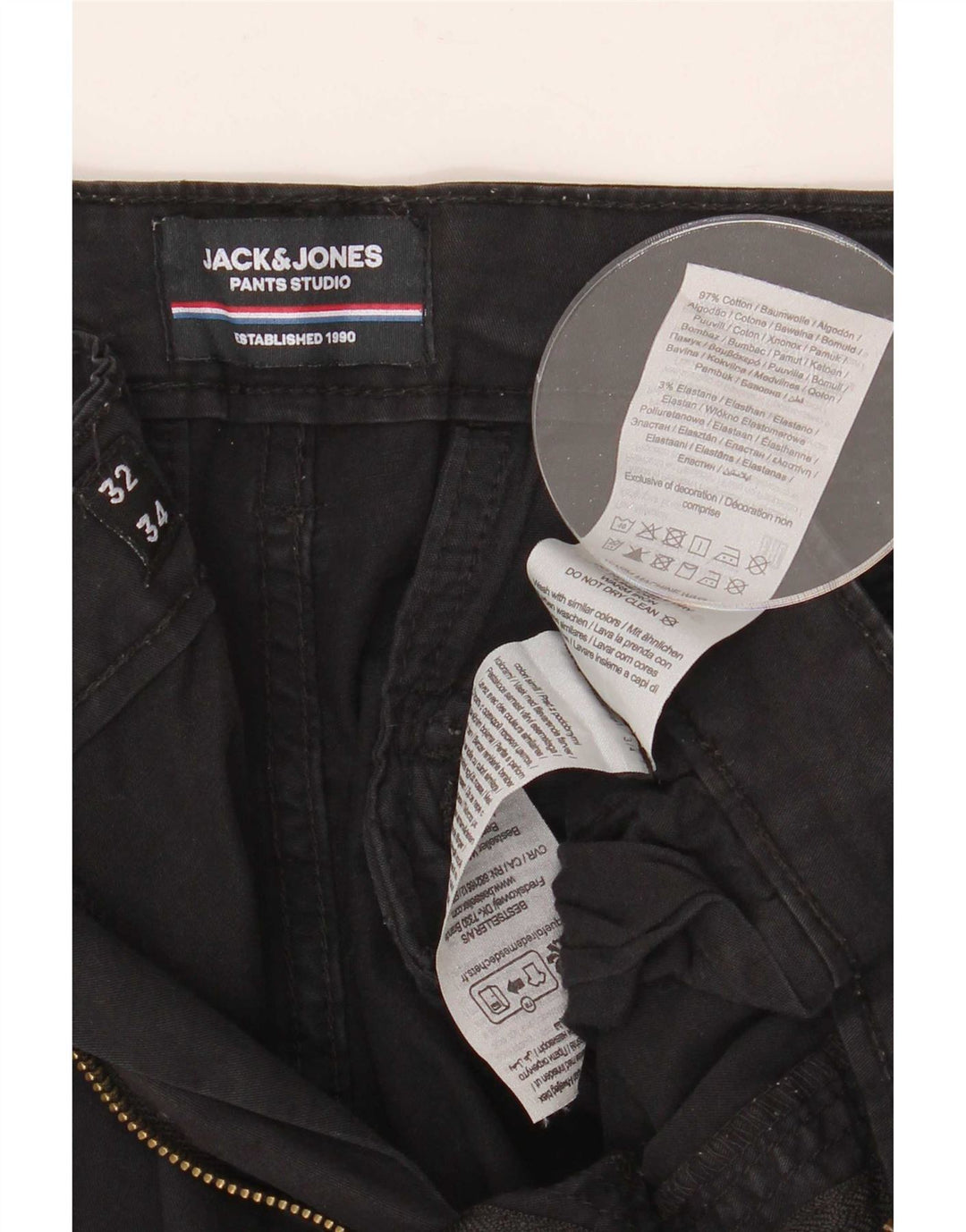 Jack & Jones Straight Cargo bukser til mænd W34 L32 Sort bomuld
