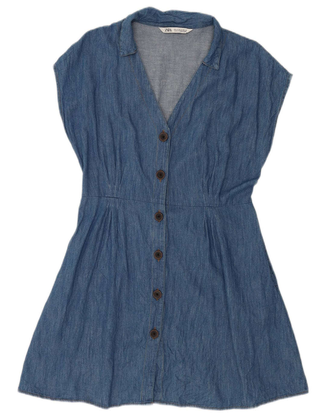 Zara Dame Denim Kjole UK 14 Medium Blue
