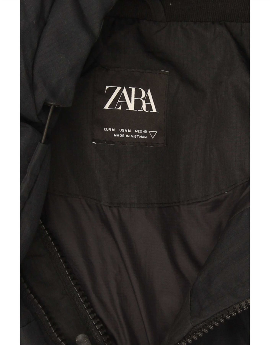 Zara Herre hættepolstret jakke UK 38 Medium Sort Polyester