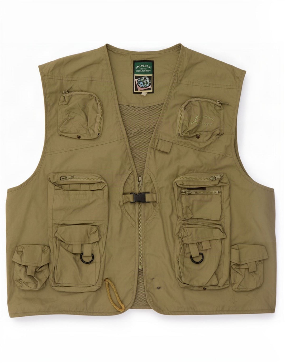 Vintage Herre Utility Gilet IT 58 4XL Khaki Cotton