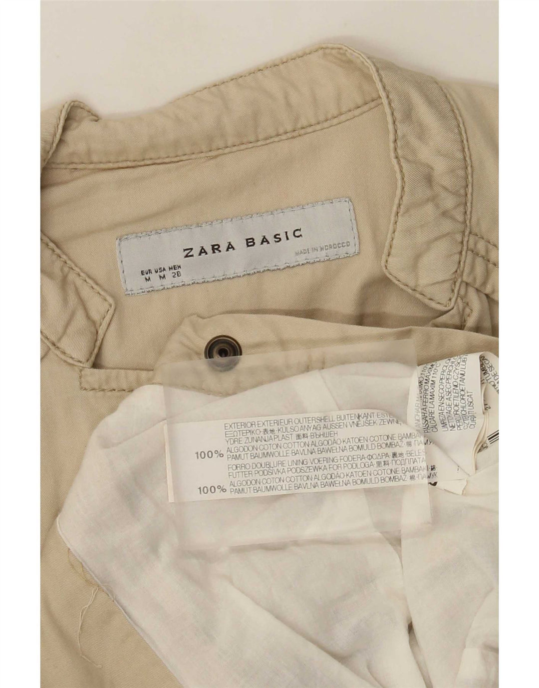 Zara Womens Bomber Jacket UK 12 Medium Beige Bomuld