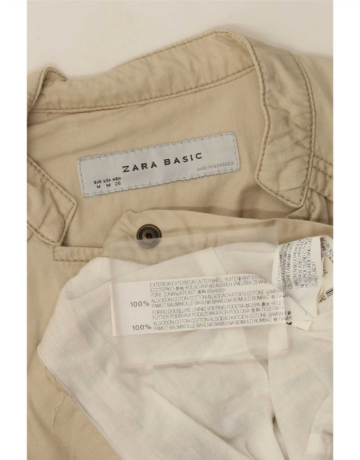 Zara Womens Bomber Jacket UK 12 Medium Beige Bomuld