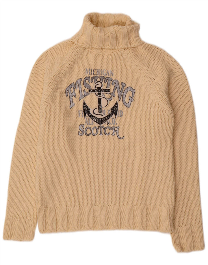 Scotch & Soda Dame grafisk rullehals sweater UK 14 Medium Beige