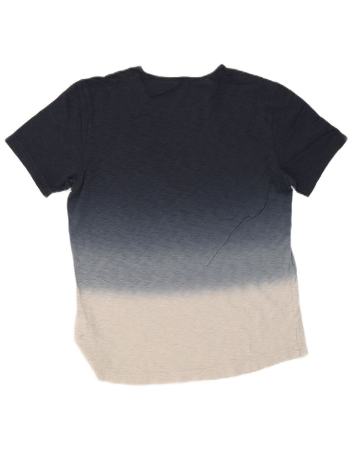BENETTON Herre T-shirt Top Medium Marineblå Colourblock Bomuld
