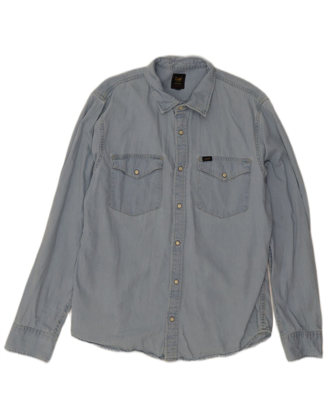 Lee Dame Slim Fit Denim Skjorte Stor Blå Bomuld