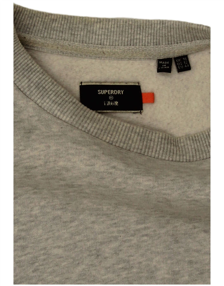Superdry Dame Oversized Sweatshirt Jumper UK 16 Stor Grå Bomuld