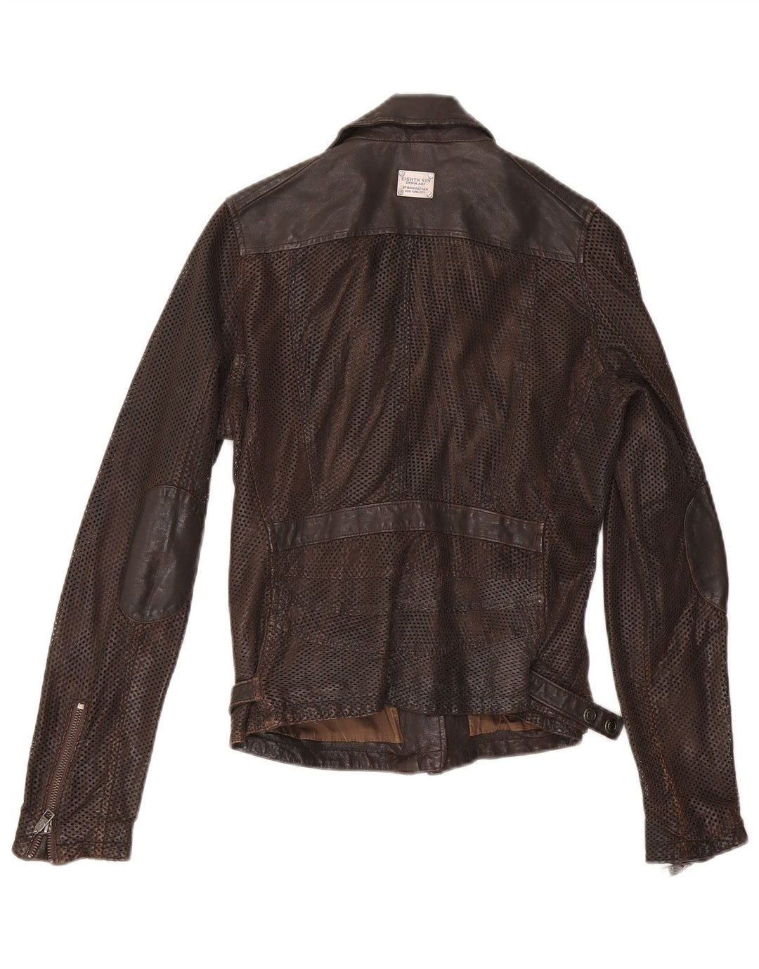 Eightth Sin Womens Læder Biker Jacket UK 10 Small Brown