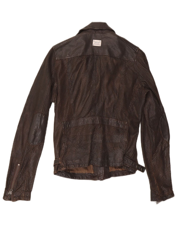 Eightth Sin Womens Læder Biker Jacket UK 10 Small Brown
