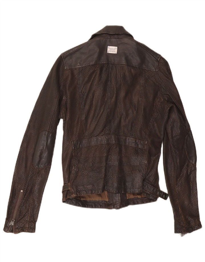Eightth Sin Womens Læder Biker Jacket UK 10 Small Brown