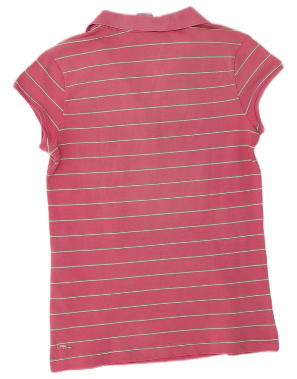 Adidas Dame Clima 365 Polo Shirt UK 16 Stor Pink Nålestribet Bomuld