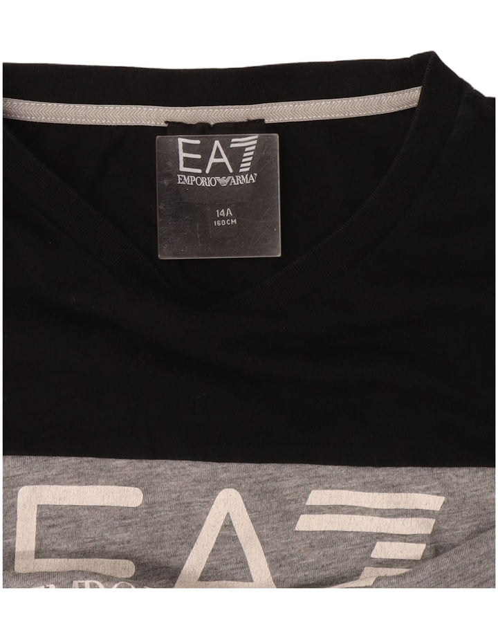 Armani Boys Grafisk Top Langærmet 13-14 år Sort Colourblock