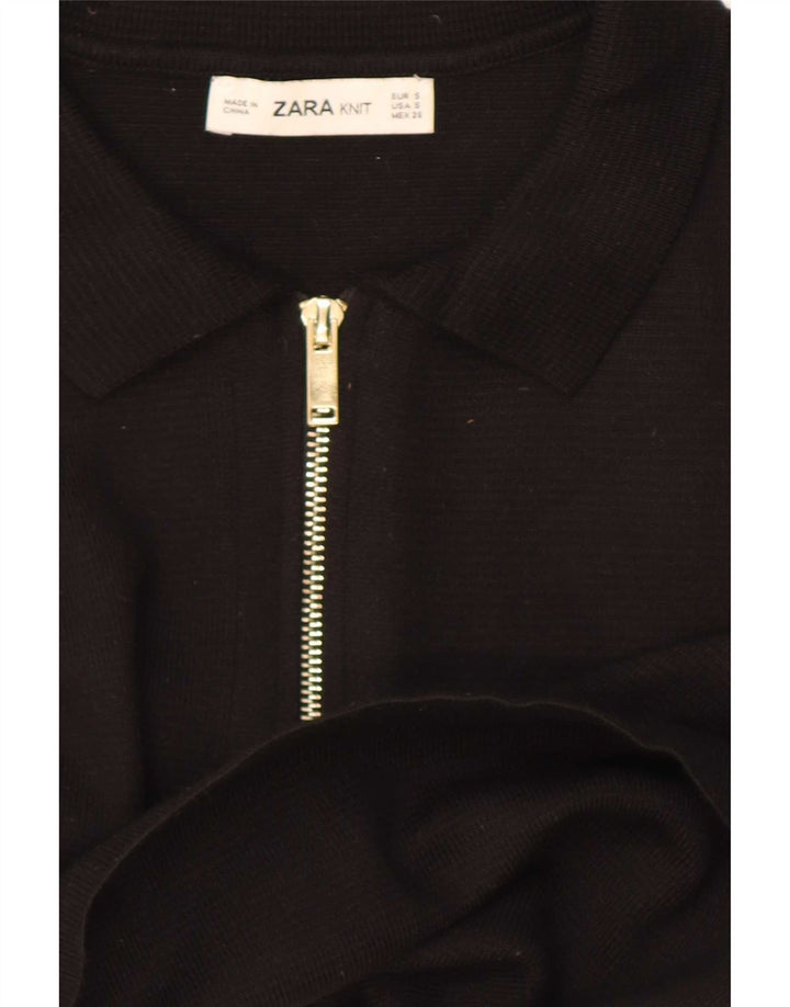 Zara Dame Polo Shirt UK 10 Small Black