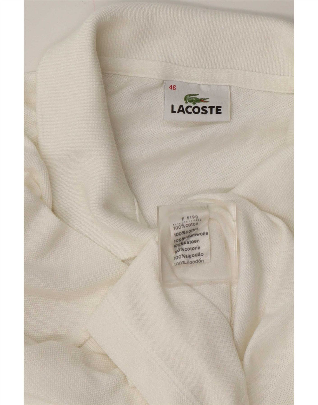 Lacoste Dame Polo Shirt Størrelse 46 XL Hvid Bomuld
