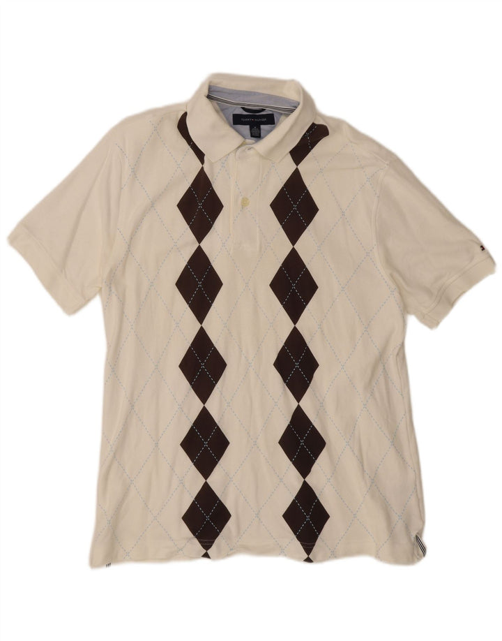 Tommy Hilfiger Herre poloshirt Medium White Argyle/Diamond Bomuld