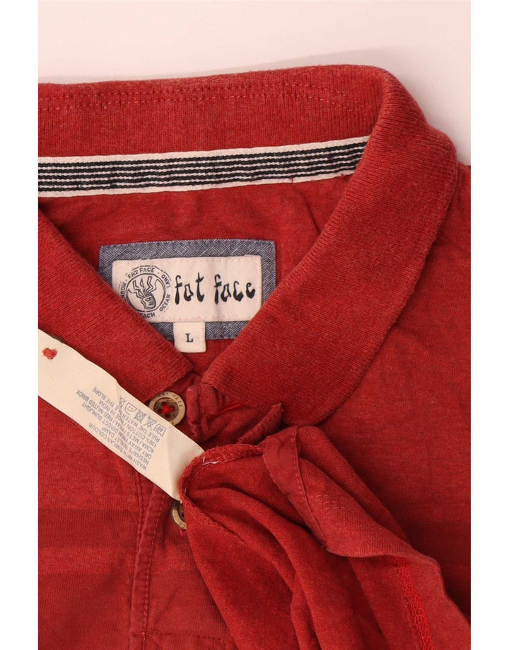Fat Face Herre Polo Shirt Stor Rød Colourblock Bomuld