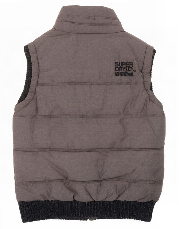 Superdry Womens Oversized Polstret Gilet UK 6 XS Grå Colourblock Bomuld