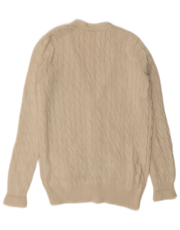 Ralph Lauren Dame Cardigan Sweater UK 10 Small White Bomuld