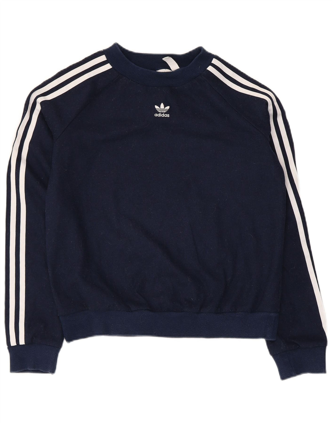 Adidas Herre Crop Sweatshirt Jumper UK 8 Small Navy Blue Polyester