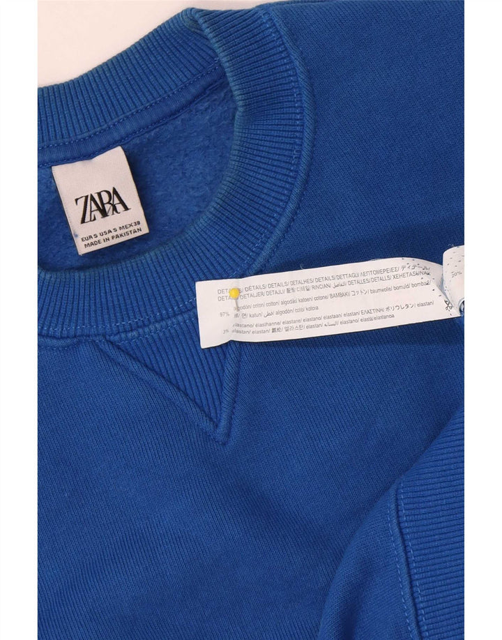 Zara Herre Loose Fit Sweatshirt Jumper Lille Blå Bomuld