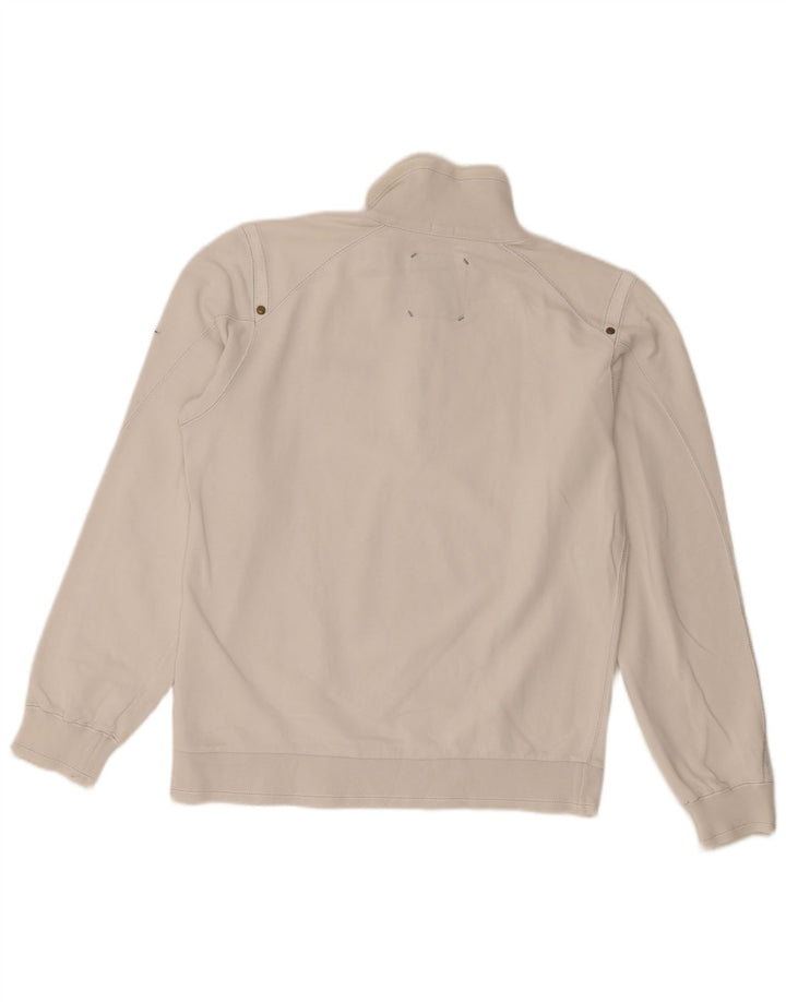 Champion Herre Zip Neck Sweatshirt Jumper Medium Hvid Bomuld