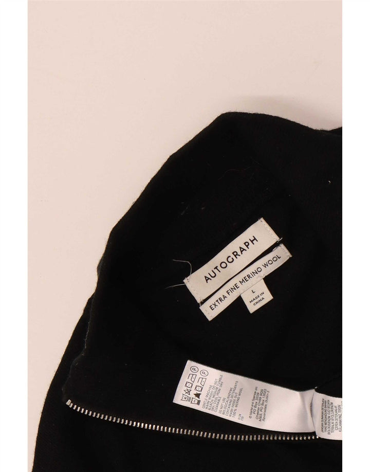 Autograf Herre Zip Neck Jumper Sweater Stor Sort Merino Uld