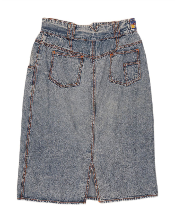Vintage Dame Denim Nederdel IT 42 Medium W28 Blå Bomuld