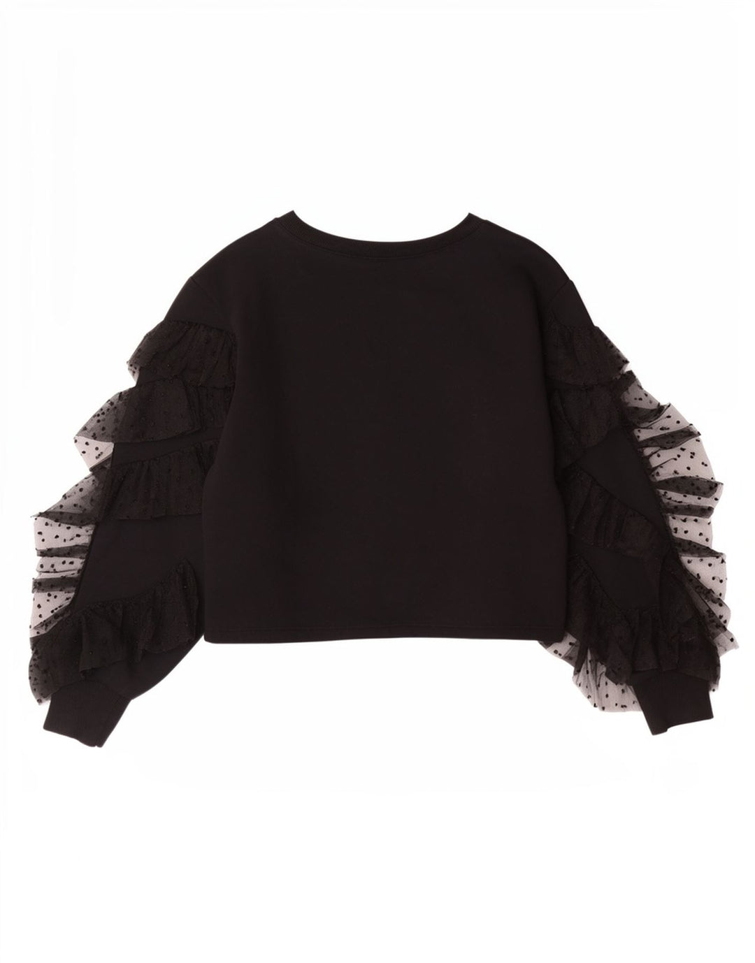 Zara Womens Crop Top Langærmet UK 10 Small Black Bomuld