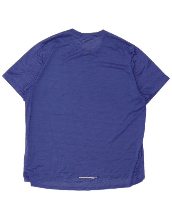 Nike herre Dri Fit T-shirt top XL blå stribet polyester