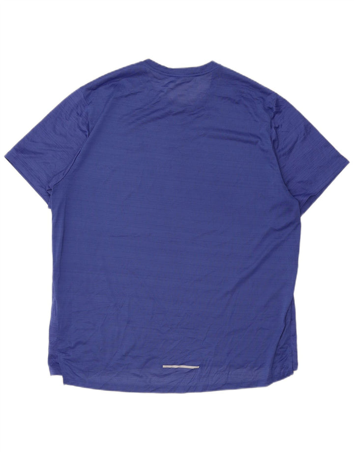 Nike herre Dri Fit T-shirt top XL blå stribet polyester
