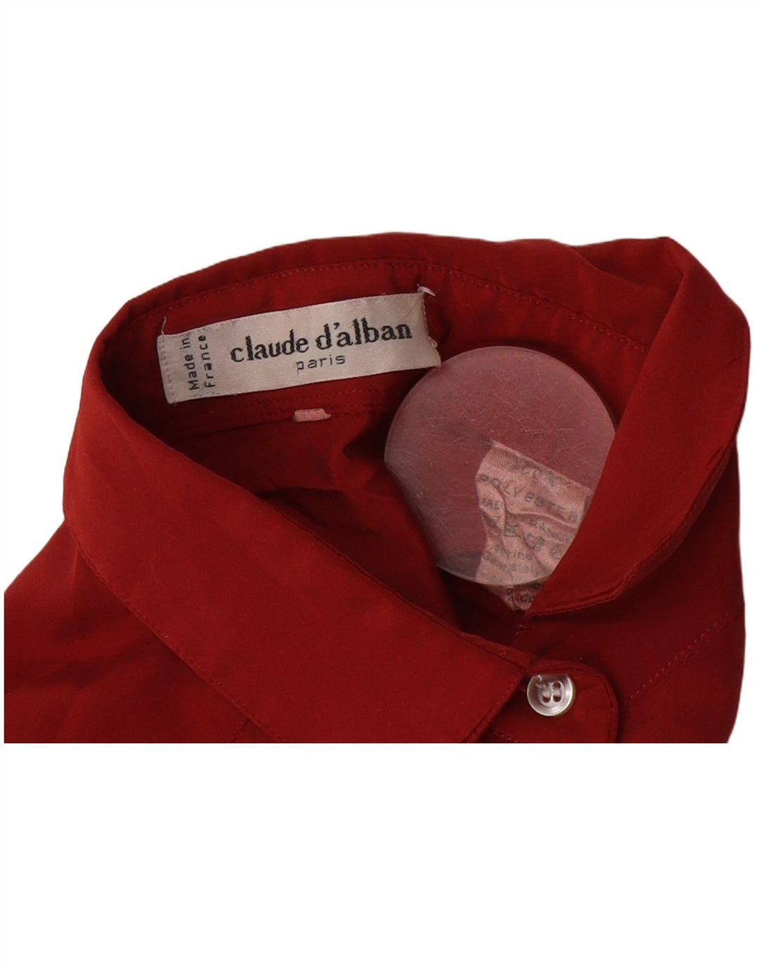 Vintage dameskjortebluse UK 14 Large Burgundy Polyester