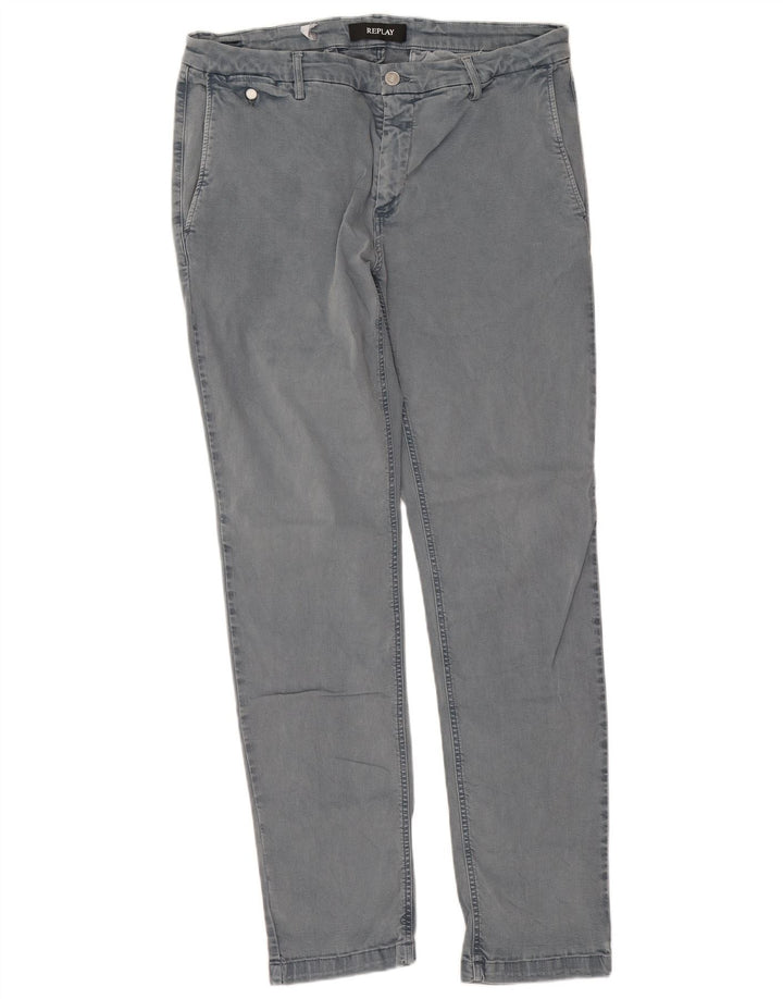 Replay Herre Slim Jeans W34 L32 Grå Bomuld