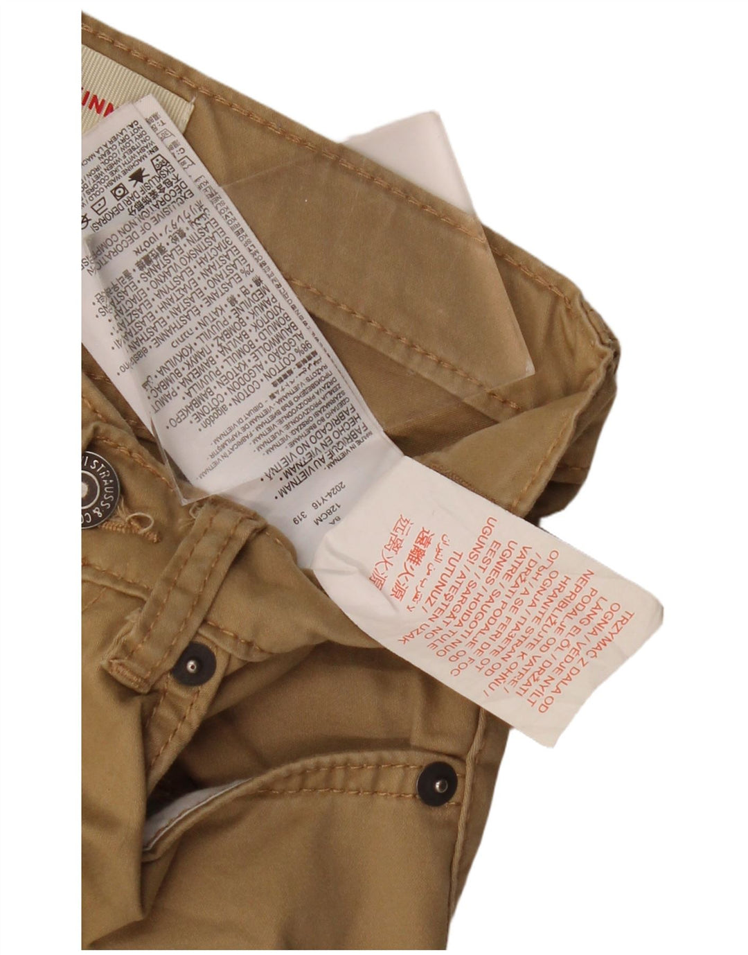 LEVI'S Boys 510 Skinny Casual Bukser 7-8 år W24 L23 Beige Bomuld