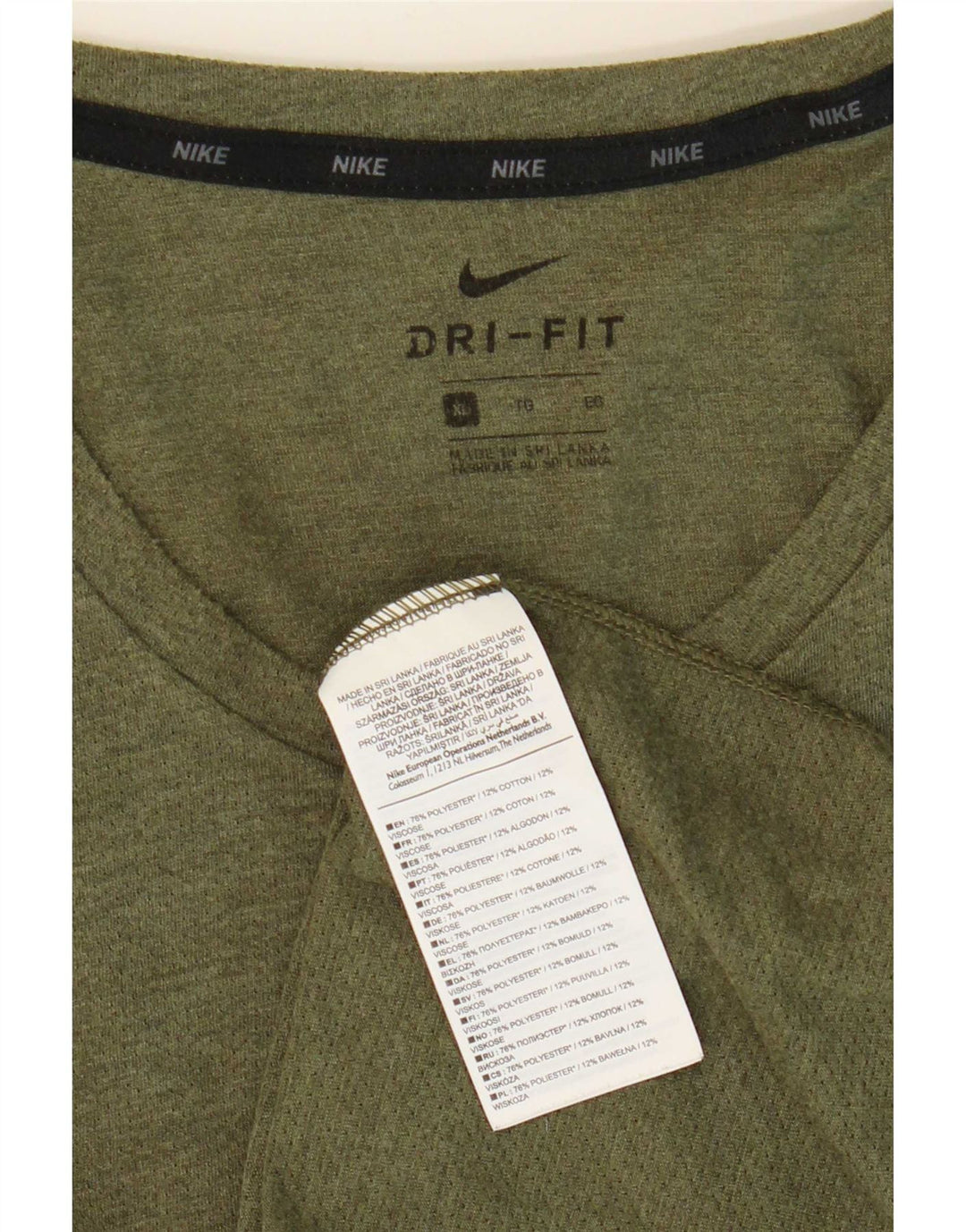 Nike Herre Dri Fit T-Shirt Top XL Grøn Polyester