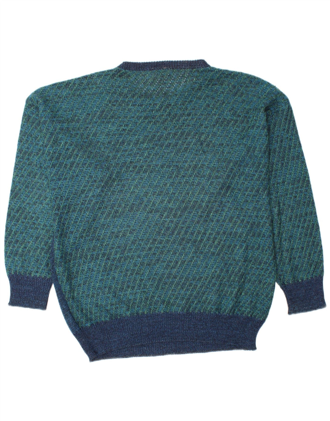 FIUME Herre rund hals sweater IT 52 Stor blå stribet akryl