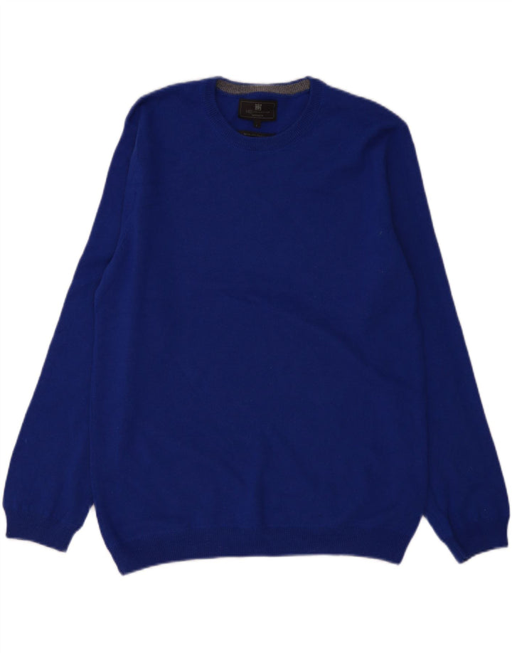 Marks & Spencer Herre sweater med rund hals, stor blå uld