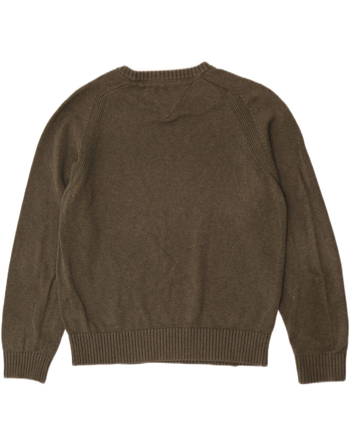 Tommy Hilfiger Herre Crew Neck Jumper Sweater Stor Khaki Bomuld
