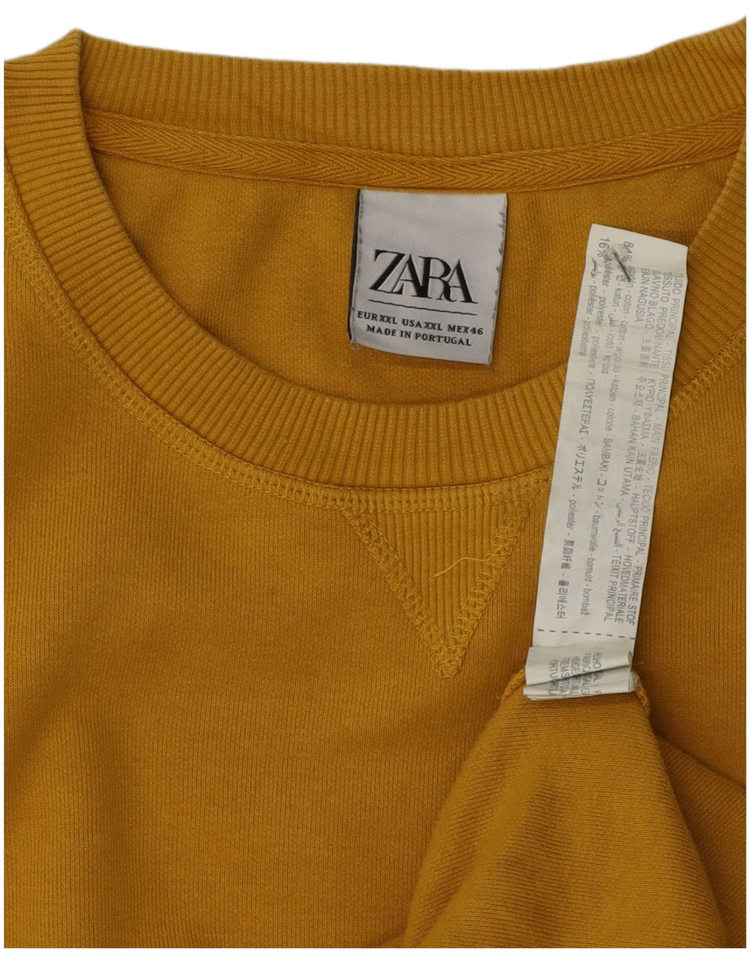 Zara Herre Sweatshirt Jumper 2XL Gul Bomuld