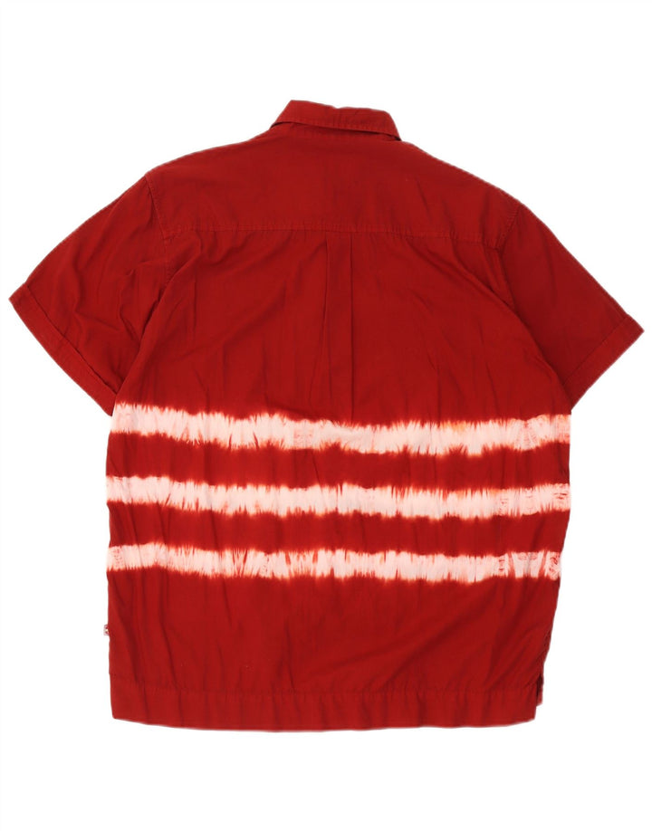 Tom Tailor Herre kortærmet skjorte Medium Red Tie Dye Bomuld