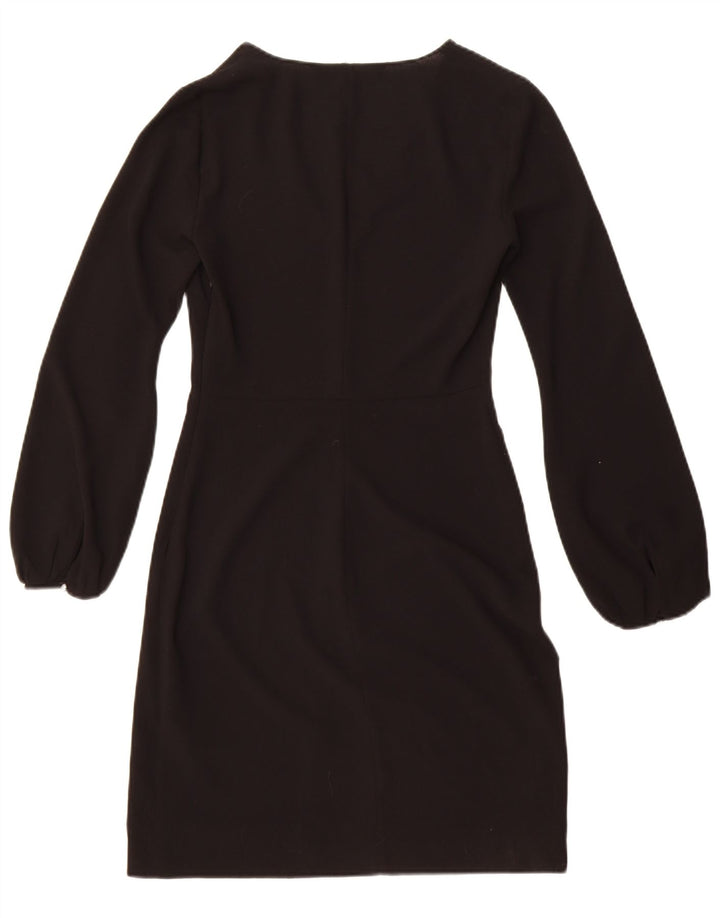 Zara Dame Langærmet Skede Kjole UK 6 XS Sort Polyester