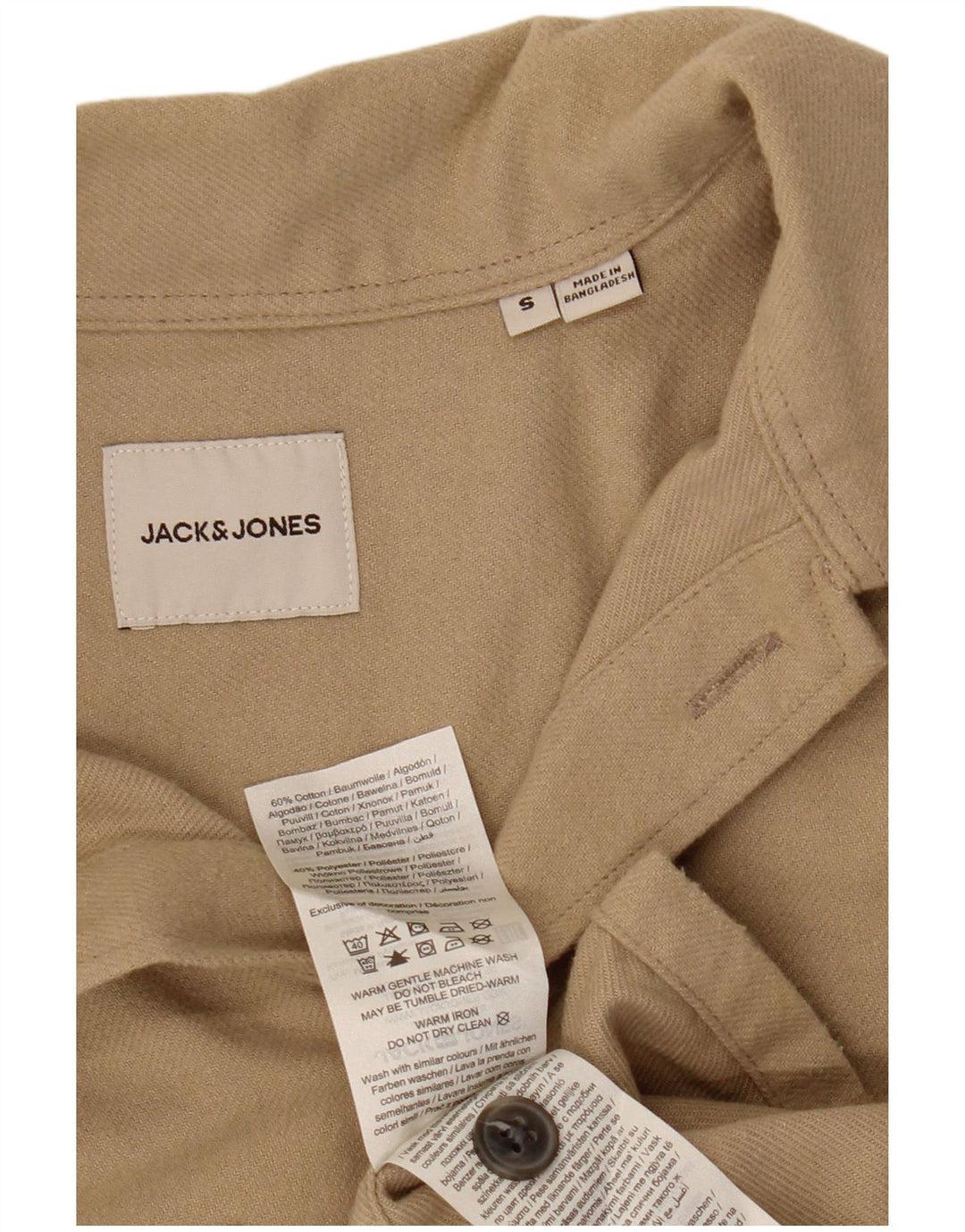 JACK & JONES Flanelskjorte til mænd Lille beige bomuld