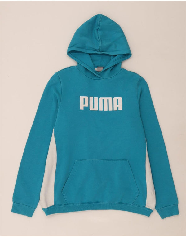 Puma drenge grafisk hættetrøje 15-16 år blå farveblok